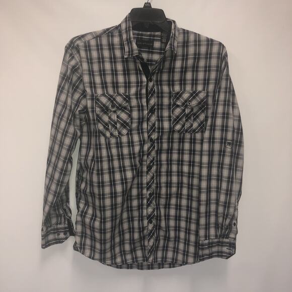 MB Studio Cotton Blend XL Slim Fit Long Sleeve Button Front Shirt - Picture 1 of 5